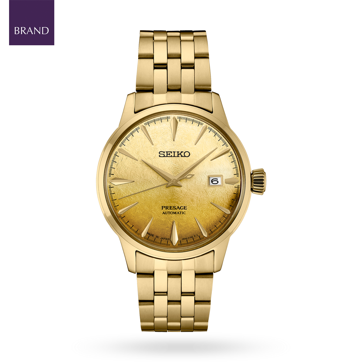 Presage Cocktail Time 'Beer Julep', Gold Dial with Gold Plated Bracelet