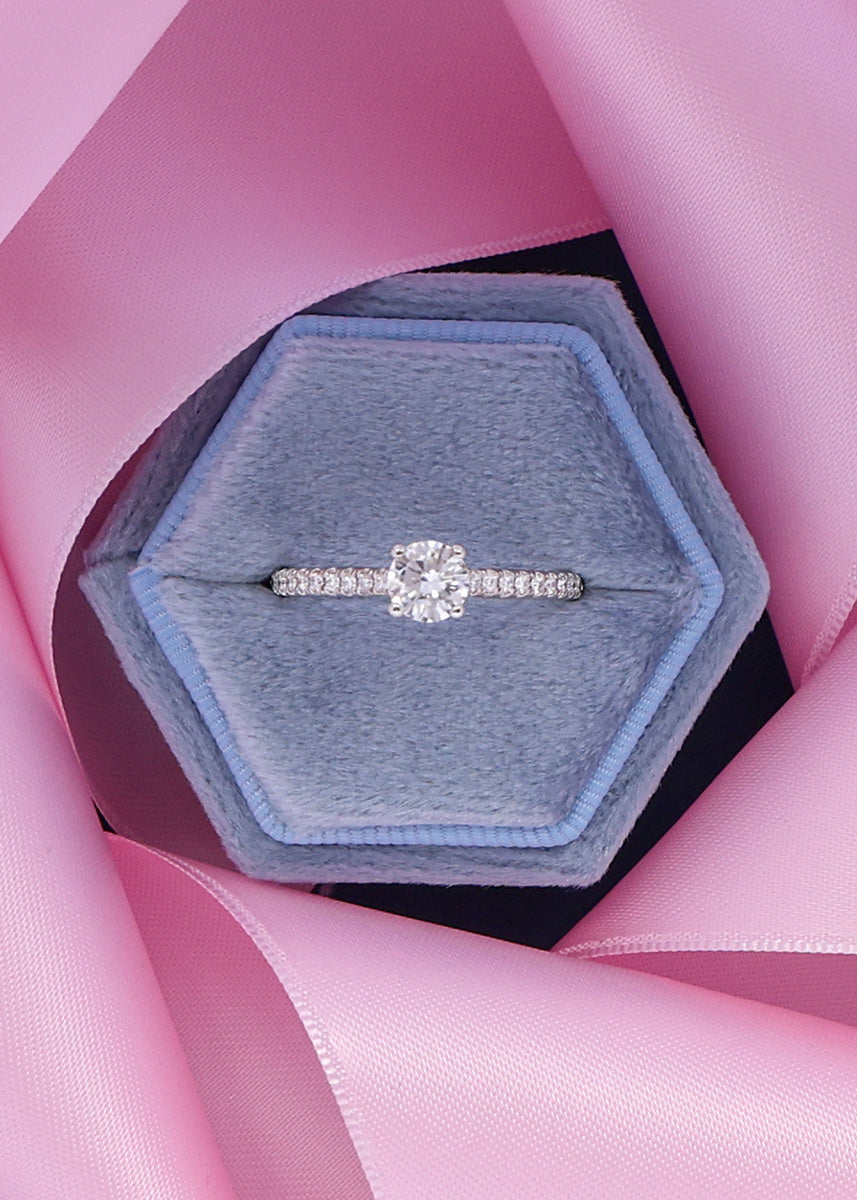 Platinum Round Brilliant Cut Diamond Solitaire & Shoulder 0.74ctw Ring