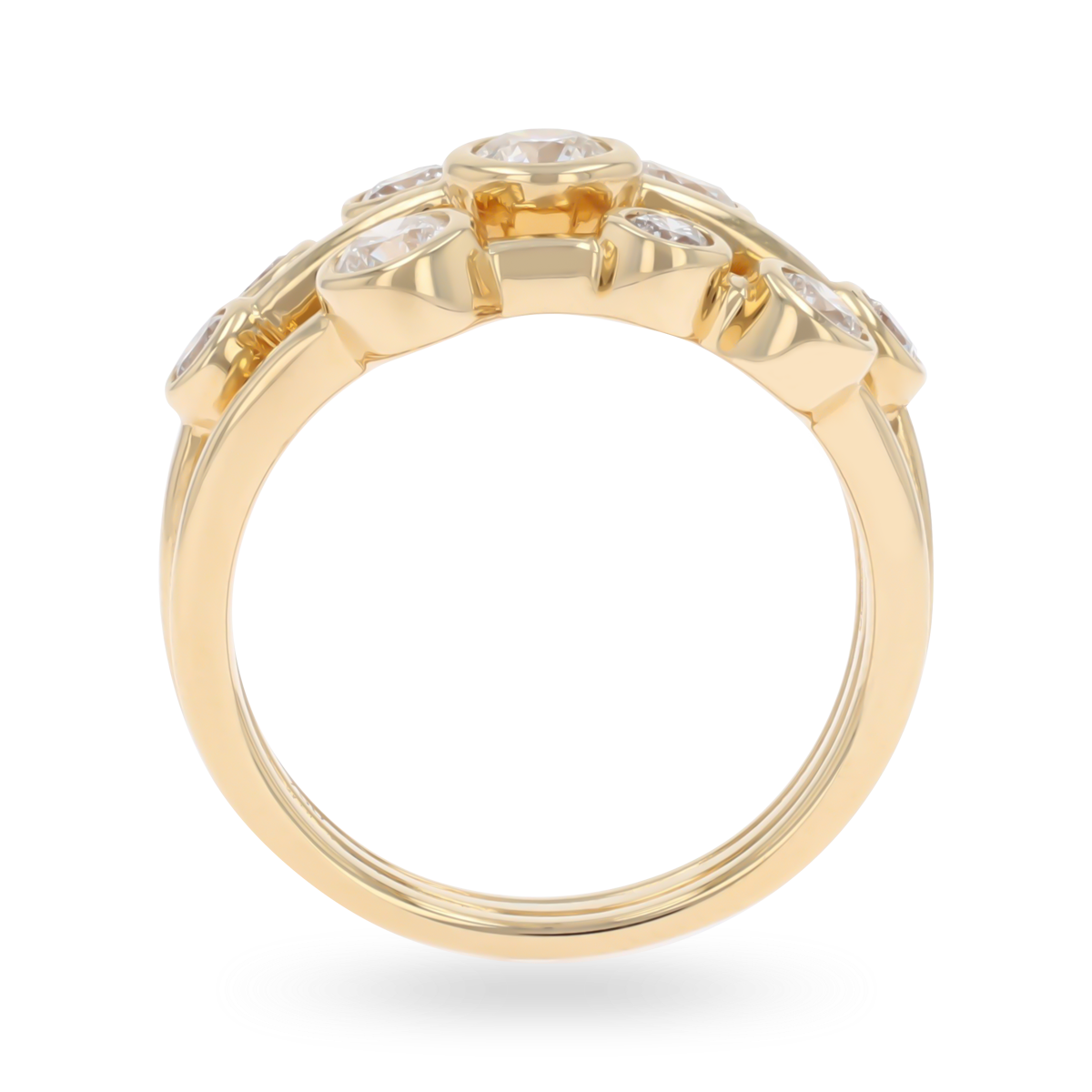 18ct Yellow Gold Three Strand 1.00cts Diamond Bubble Ring