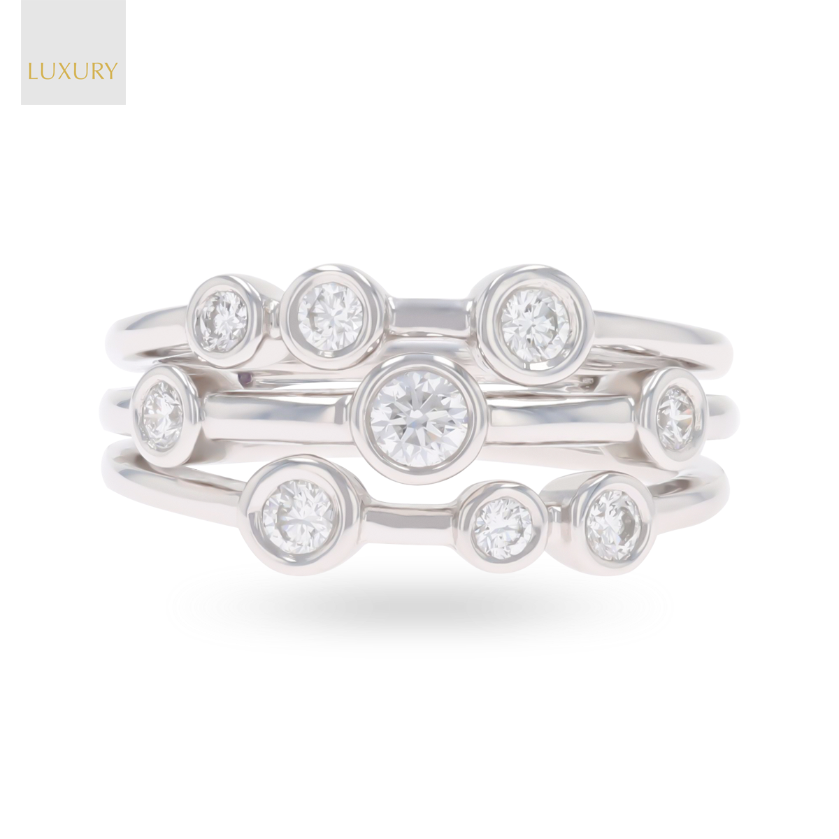 Platinum Three Strand 0.49ct Diamond Bubble Ring