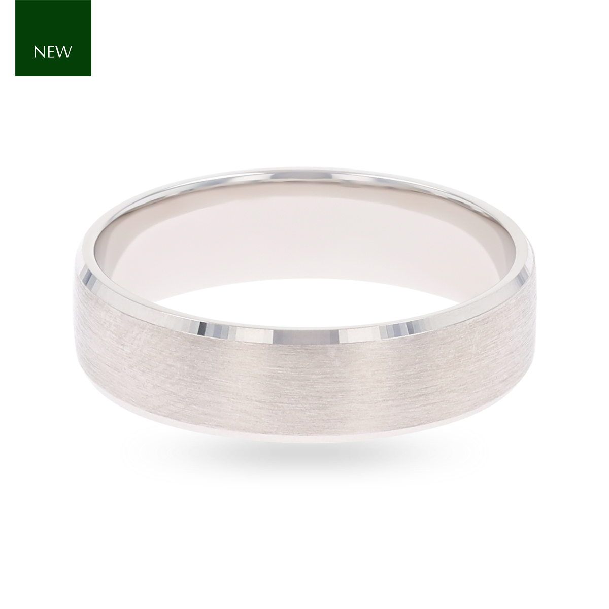 9ct White Gold Bevelled Edge Brushed Wedding Band