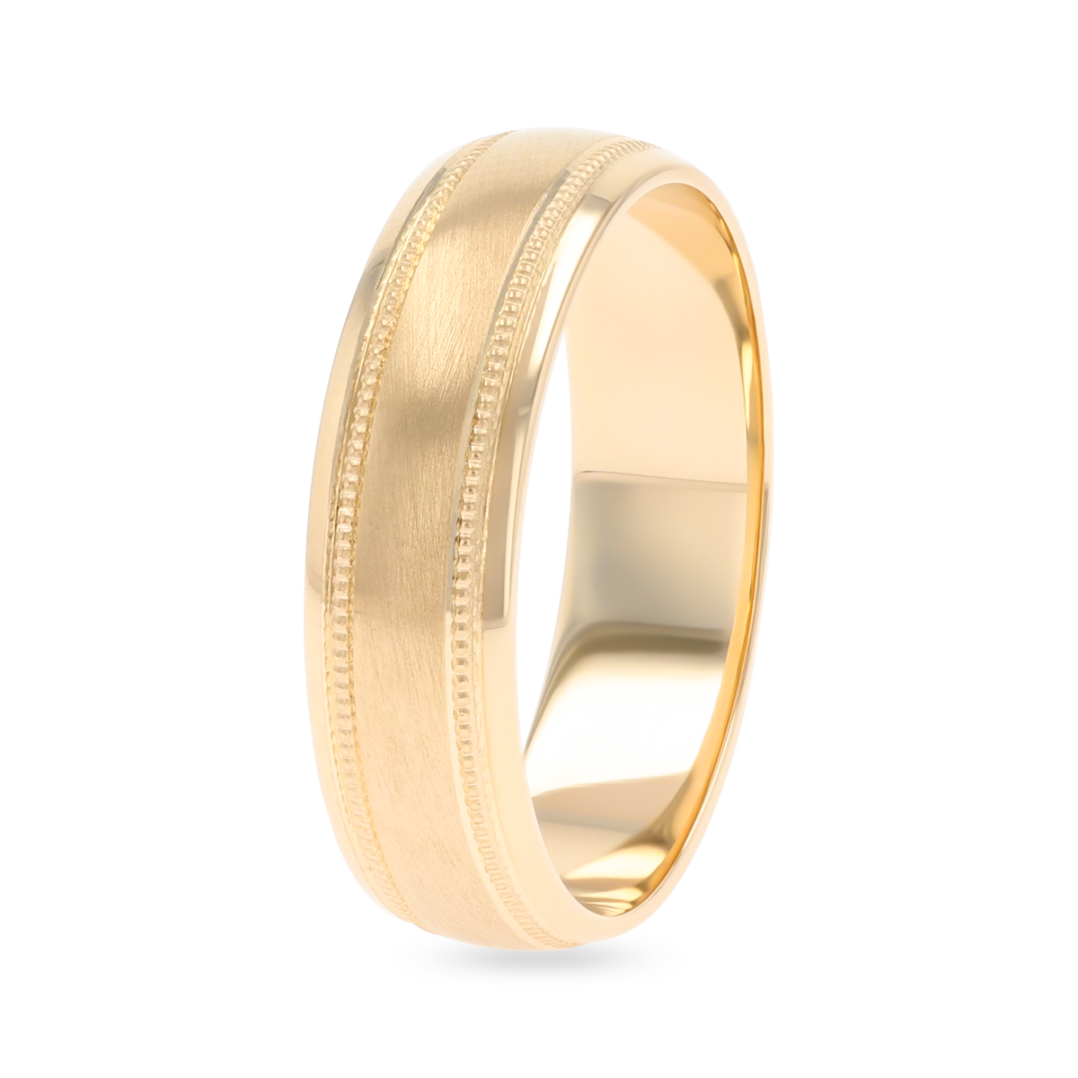 9ct Yellow Gold Mille-Grain Edge Blasted Wedding Band
