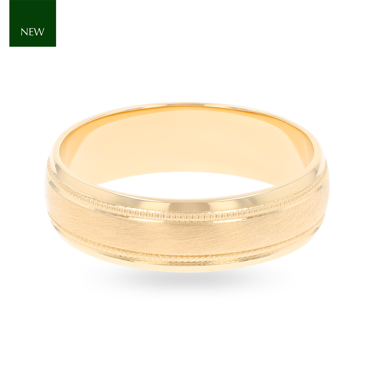 9ct Yellow Gold Mille-Grain Edge Blasted Wedding Band