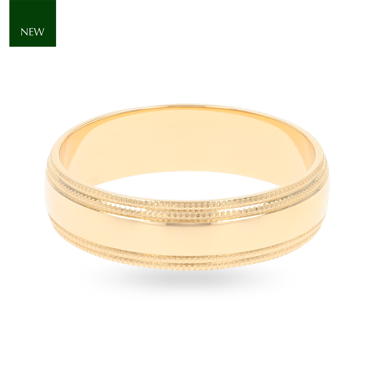 9ct Yellow Gold Double Mille-Grain Edge Polished Wedding Band