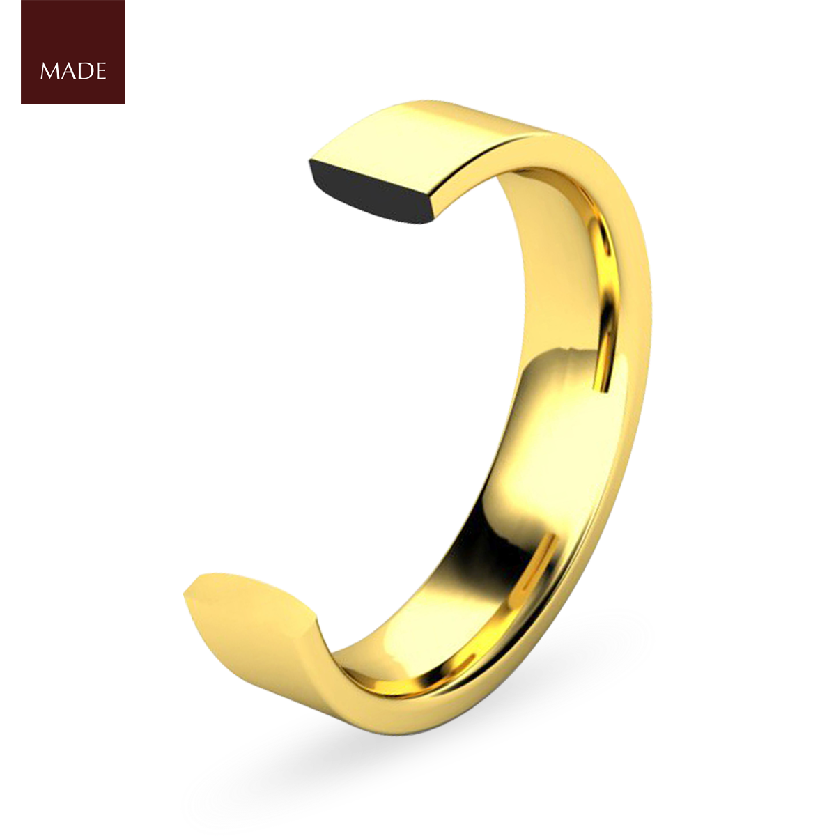 Edged Flat Court Wedding Band - Profile