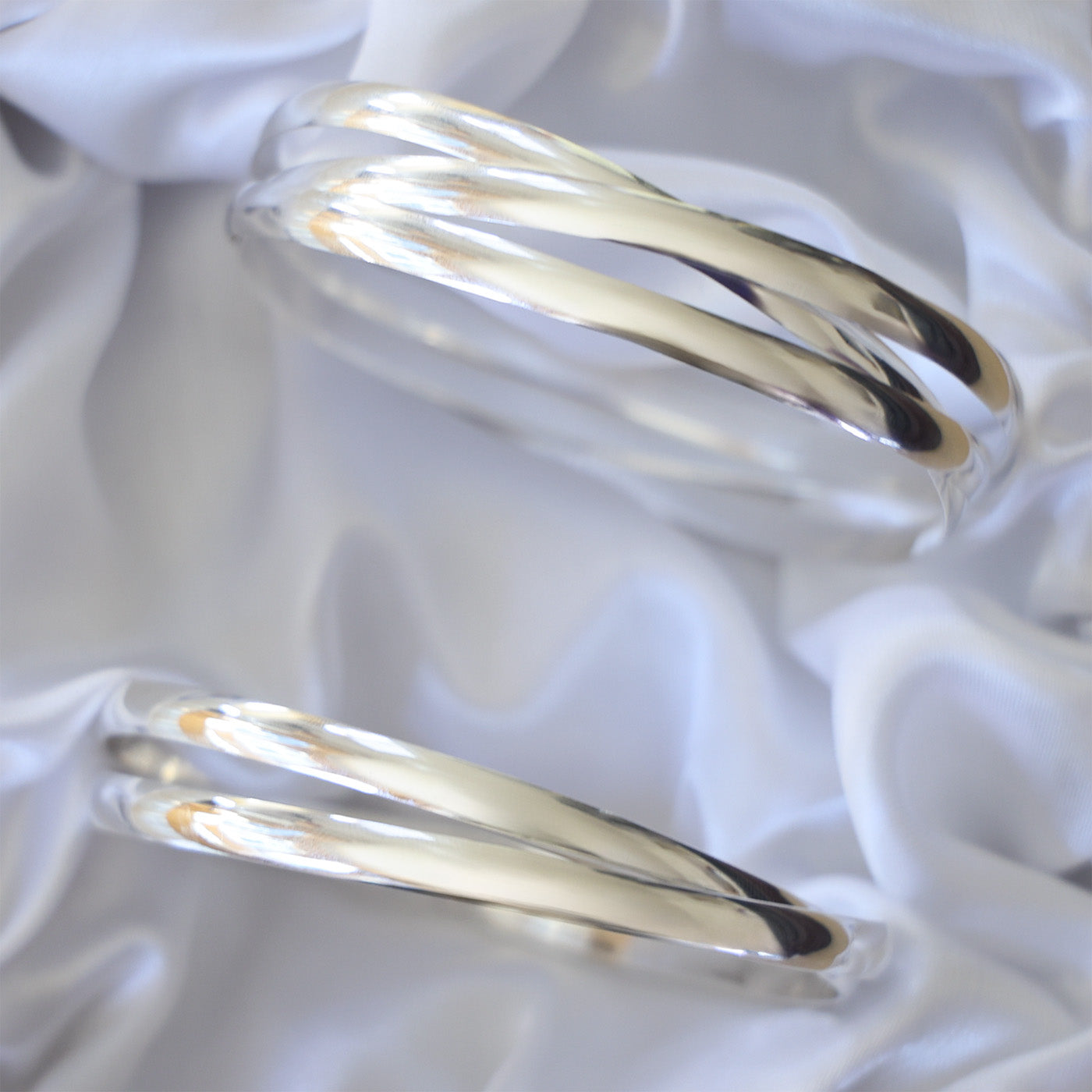 Sterling Silver Solid Triple & Double Round Shaped Bangle