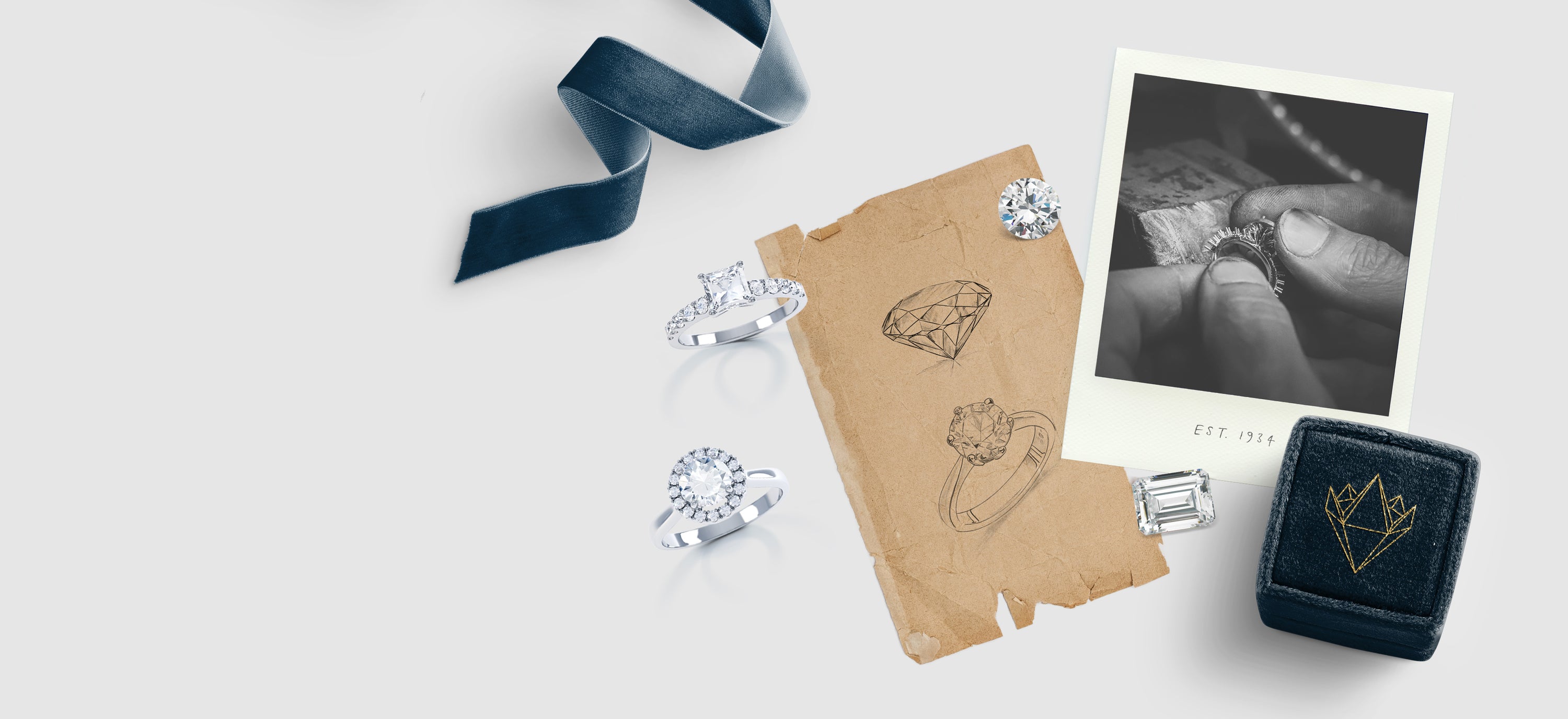 Bespoke sketch of an engagement ring.