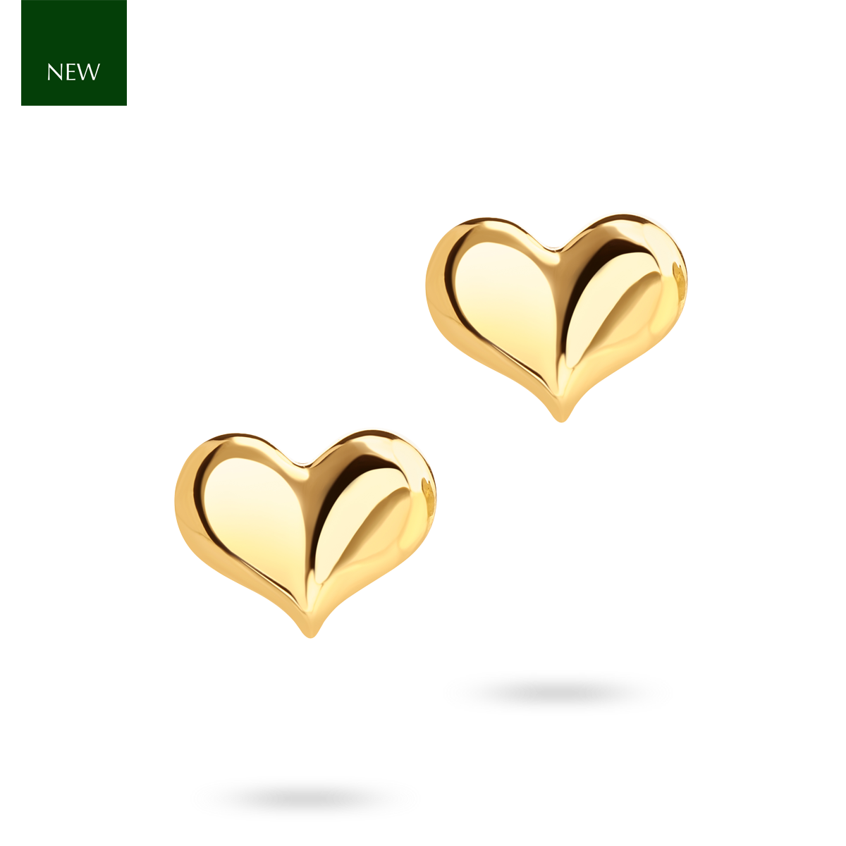 9ct Yellow Gold Curved Heart Stud Earrings
