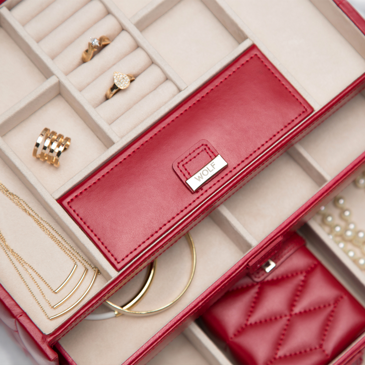 Caroline Medium Red Jewellery Case