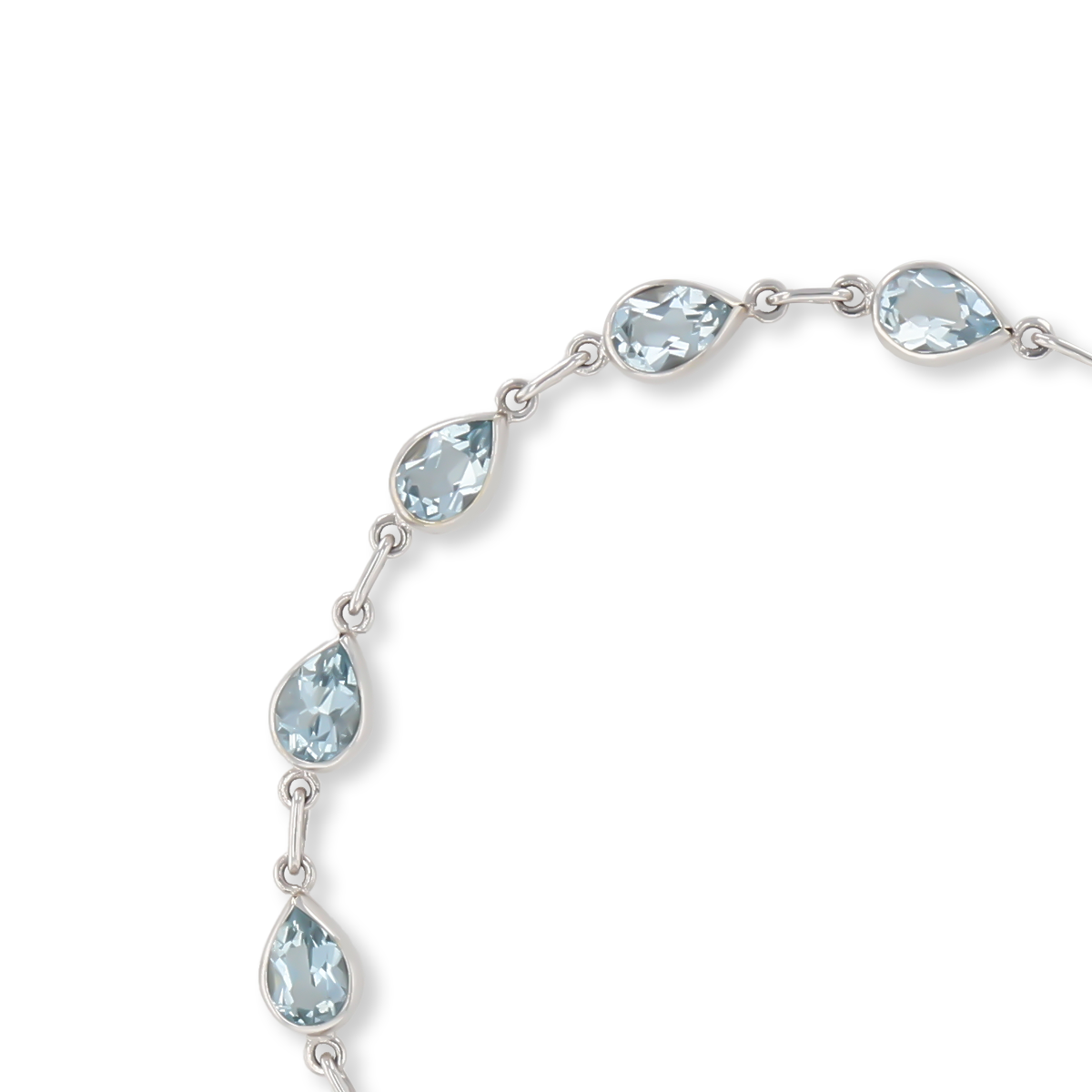 9ct White Gold 7.5" Pear Shaped Aquamarine Bracelet