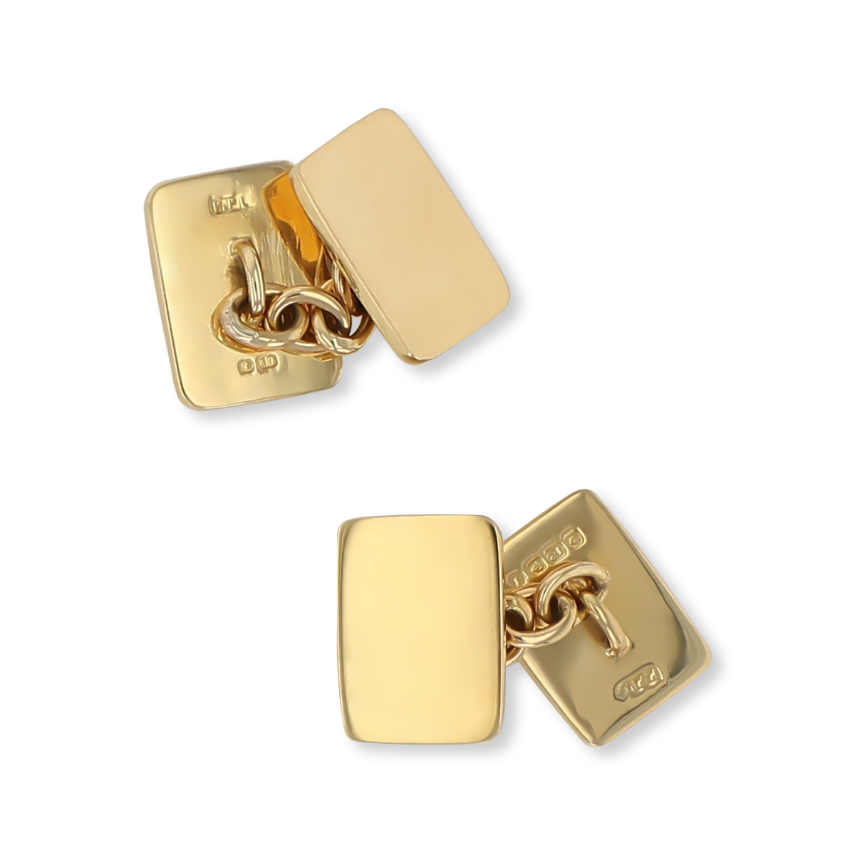 18ct Yellow Gold Plain Rectangle Art Deco Cufflinks