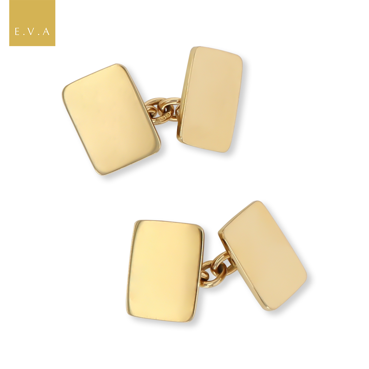 18ct Yellow Gold Plain Rectangle Art Deco Cufflinks