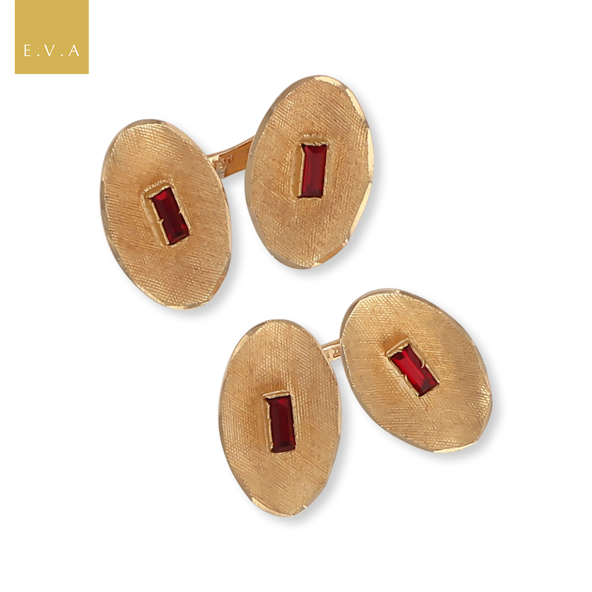 18ct Yellow Gold Florentine Bevelled Edge Oval Cufflinks