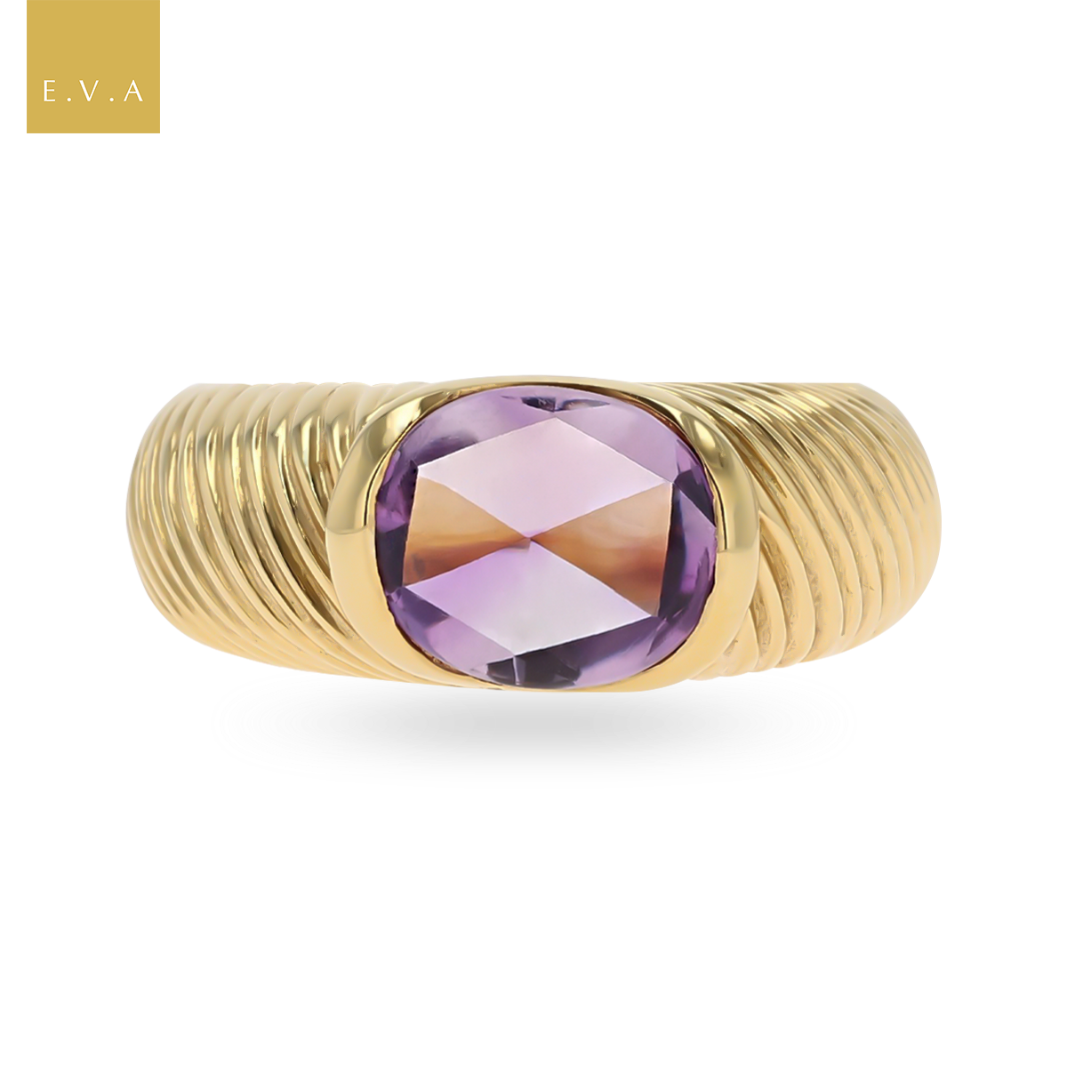 18ct Yellow Gold Amethyst Bombé Ring