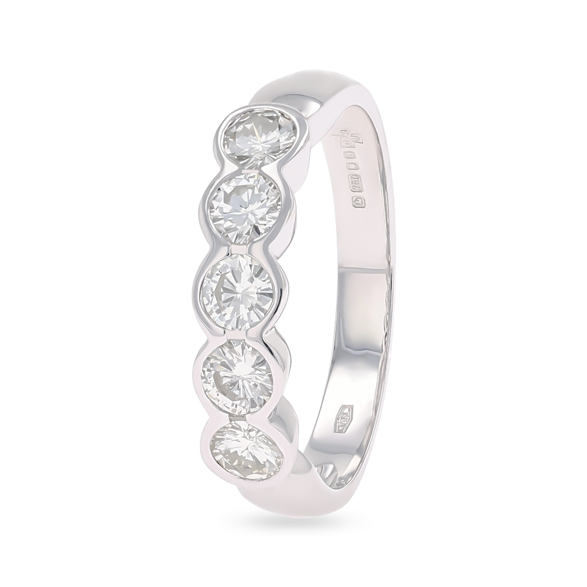 18ct White Gold Round Brilliant Cut 0.86cts Diamond Bezel Set Eternity Ring