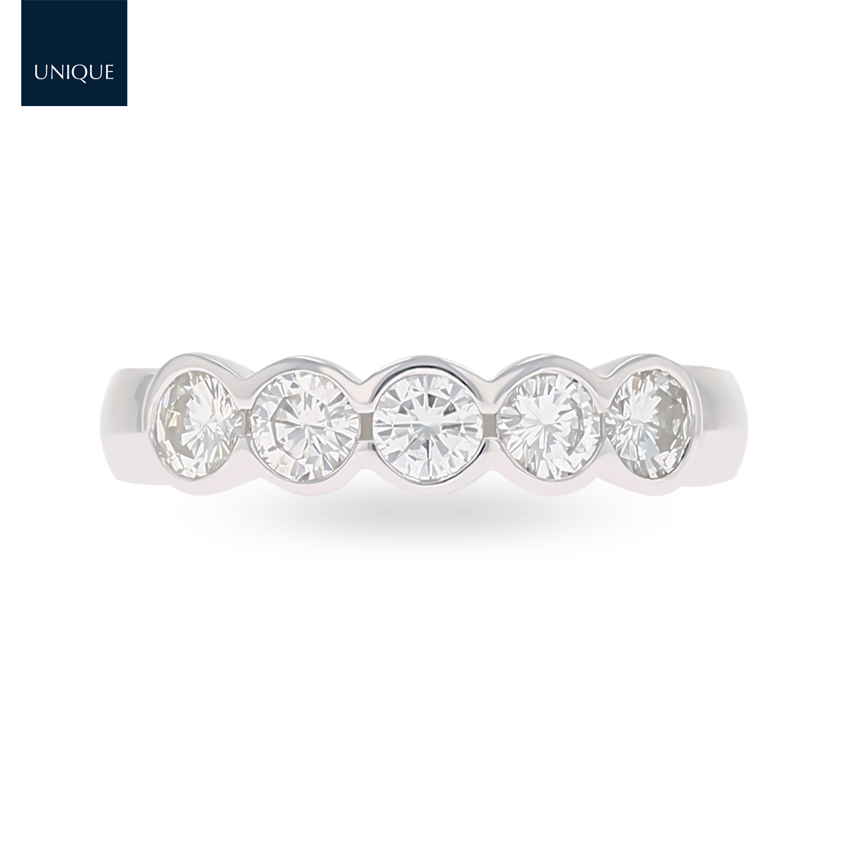 18ct White Gold Round Brilliant Cut 0.86cts Diamond Bezel Set Eternity Ring
