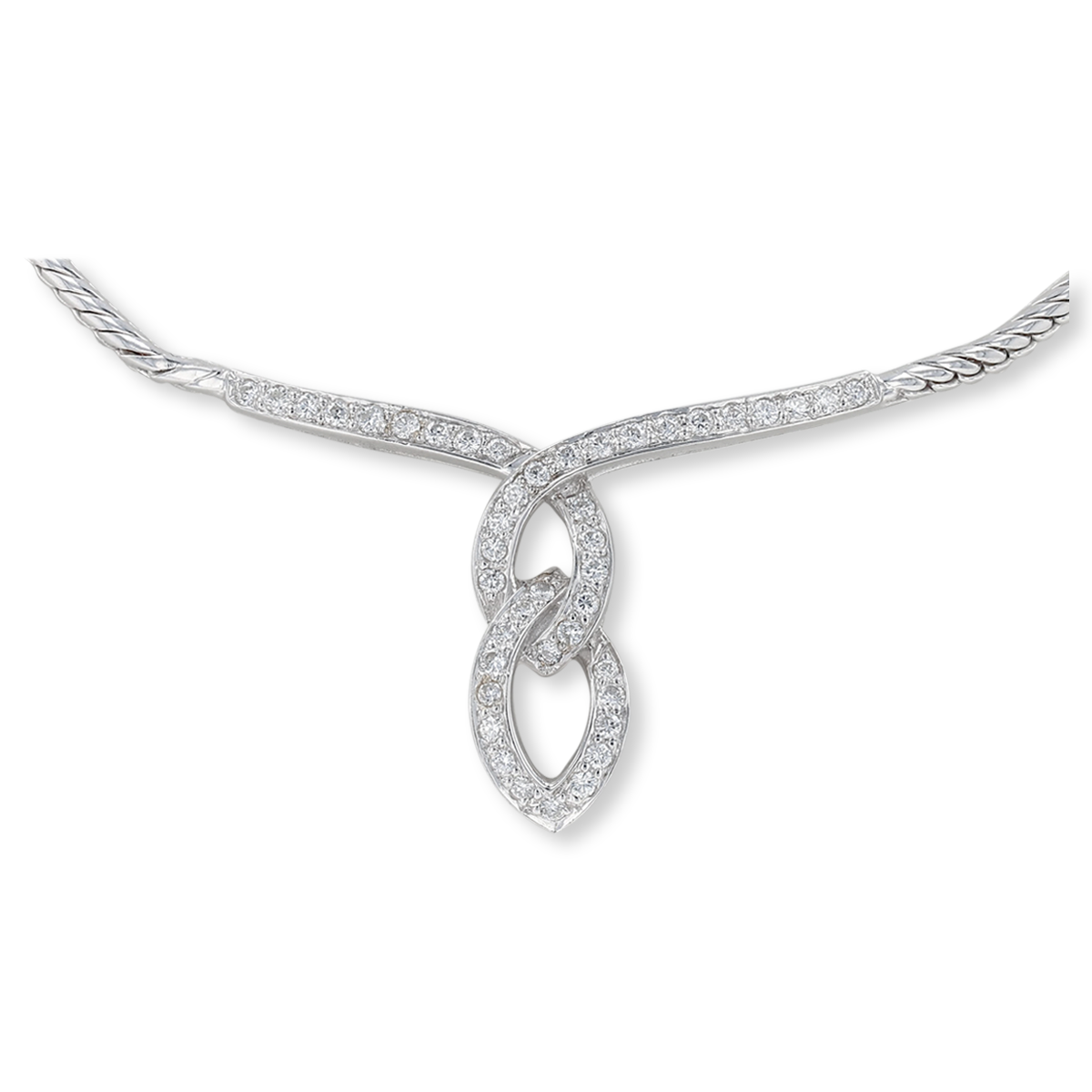 18ct White Gold Diamond Double Marquise Drop Collarette Necklace