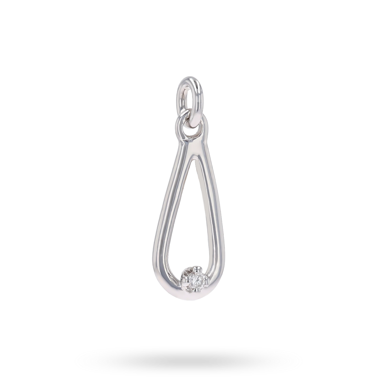 9ct White Gold Diamond Set Teardrop Pendant