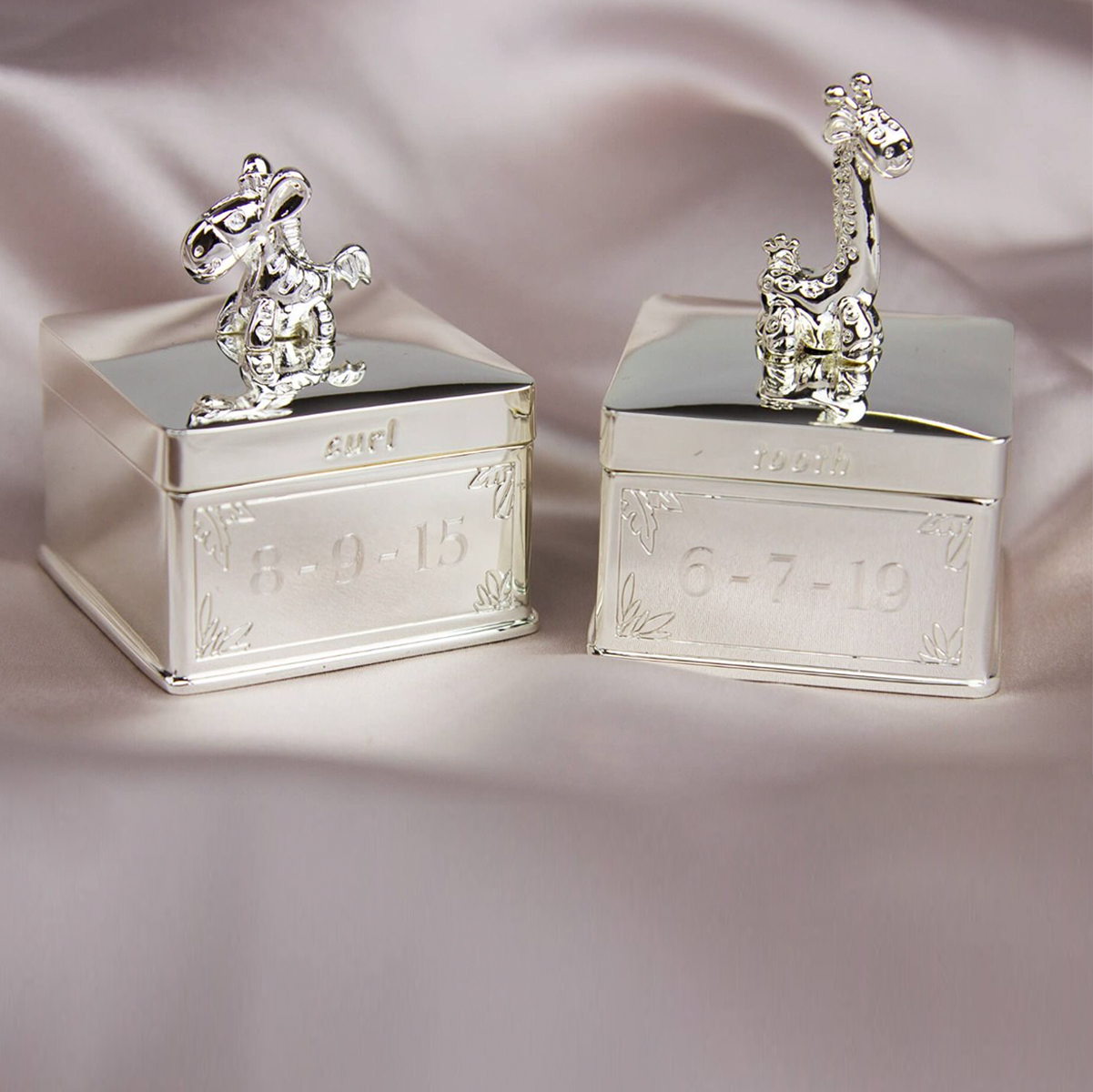 Silver Plated Giraffe & Zebra Tooth & Curl Boxes