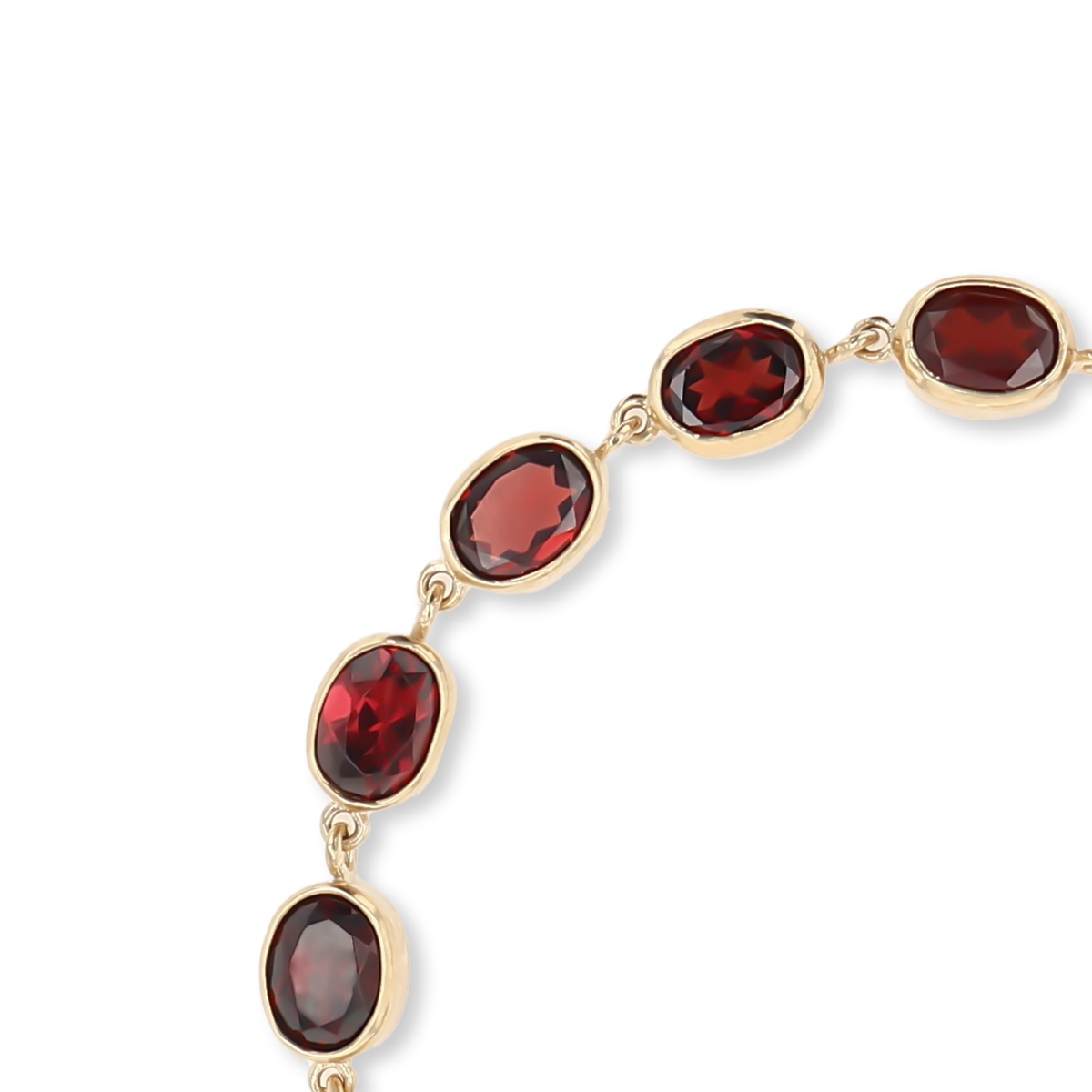 9ct Yellow Gold 7.5" Garnet Bezel Set Bracelet