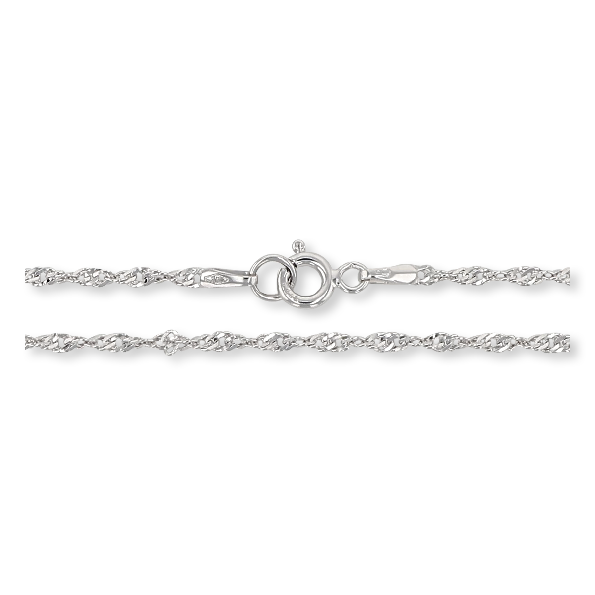 9ct White Gold 2mm Diamond Cut Singapore Twist Chain - Clasp