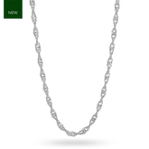 9ct White Gold 2mm Diamond Cut Singapore Twist Chain
