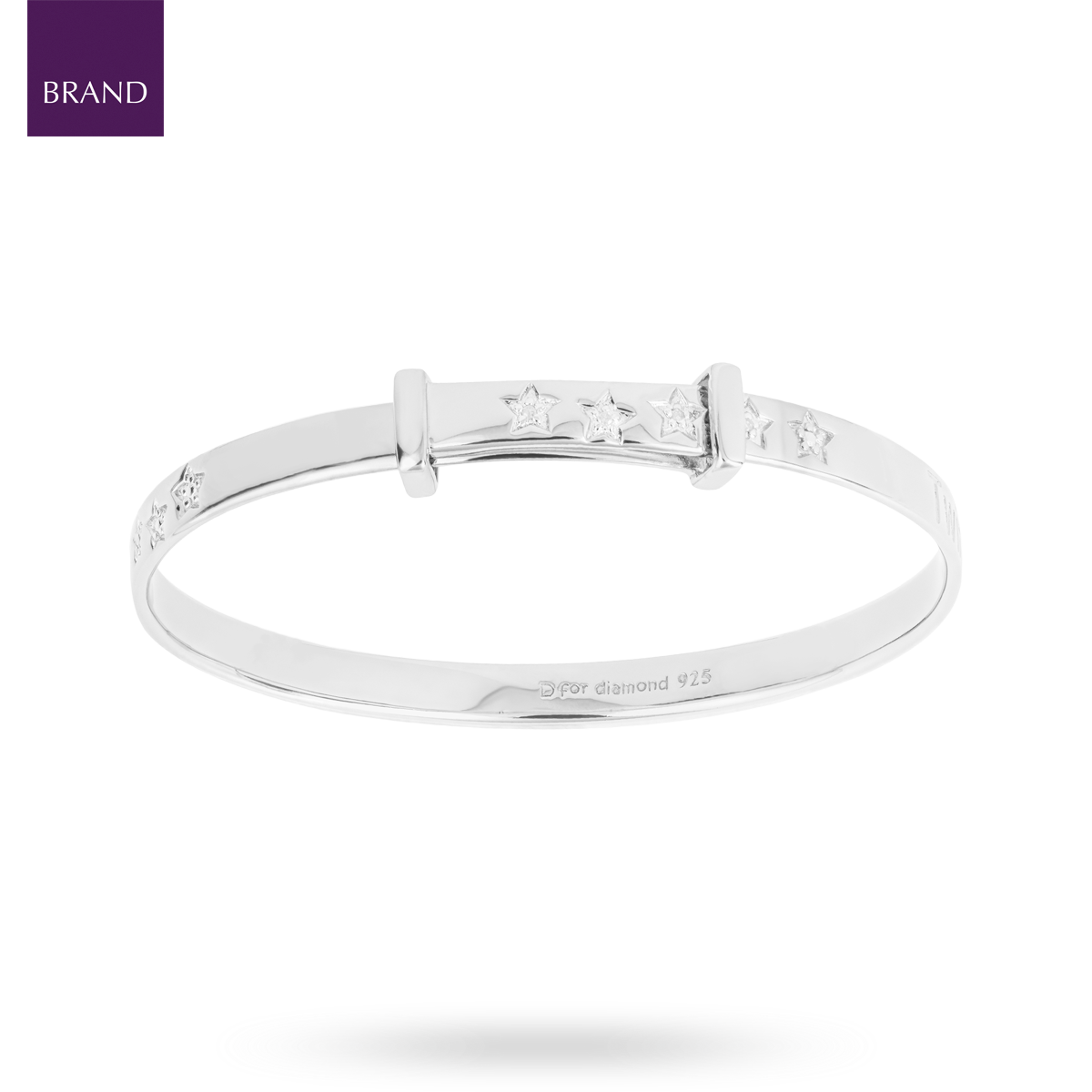 Sterling Silver Twinkle Little Star Expandable Bangle With Diamond