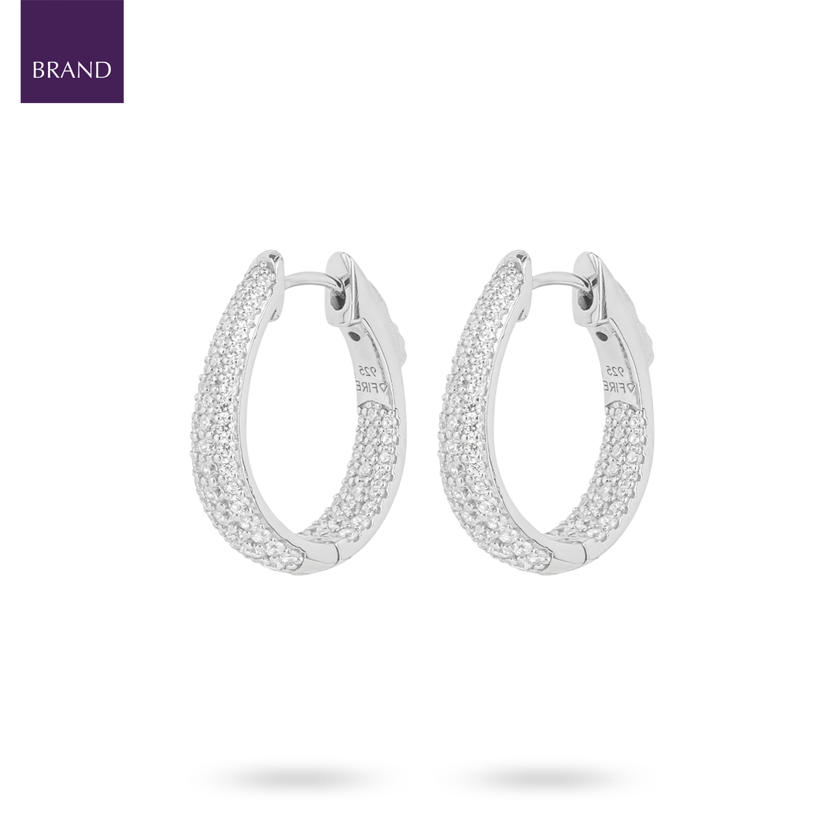 Sterling Silver Cubic Zirconia Pave Set Hoop Earrings