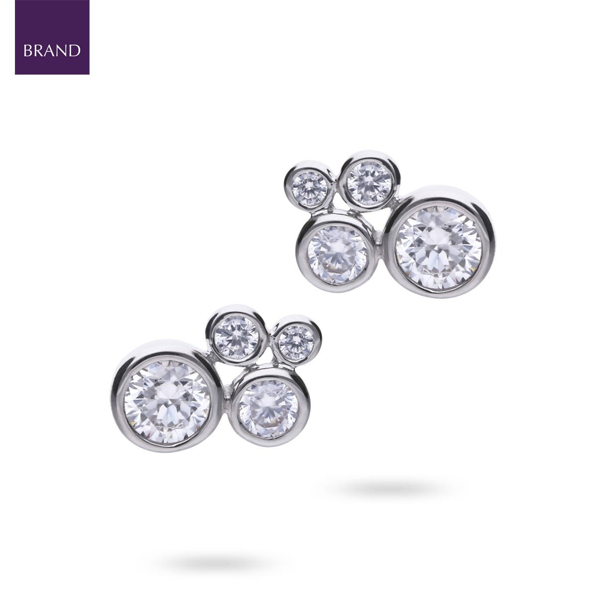 Sterling Silver Bubble Cubic Zirconia Stud Earrings