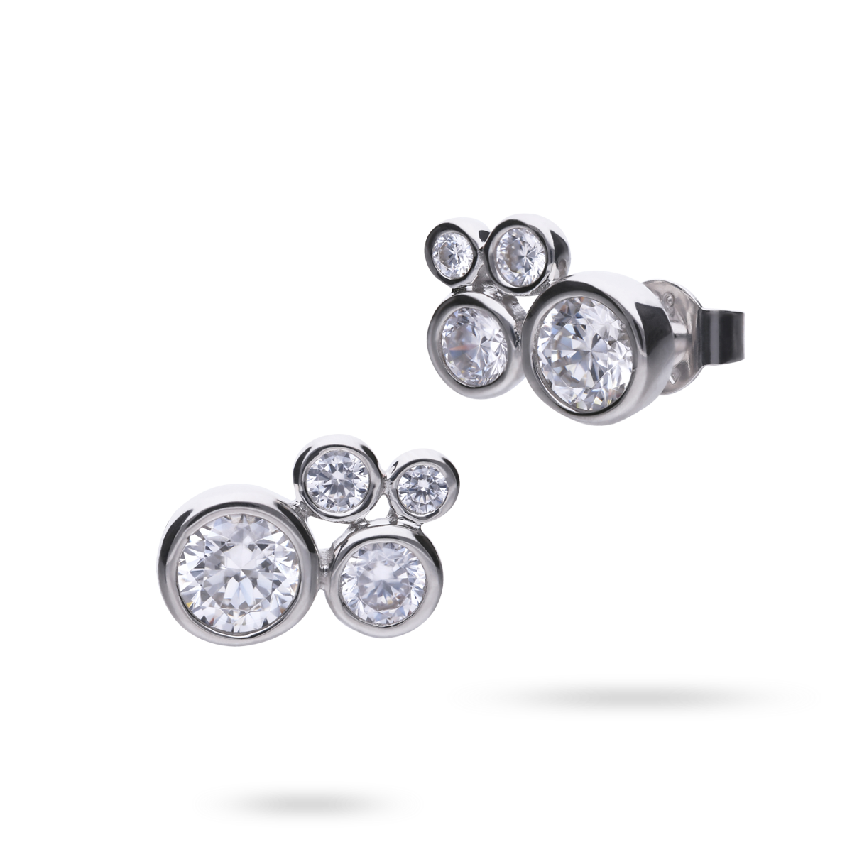 Sterling Silver Bubble Cubic Zirconia Stud Earrings