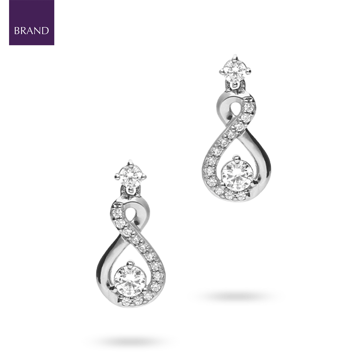 Sterling Silver Infinity Cubic Zirconia Set Drop Earrings