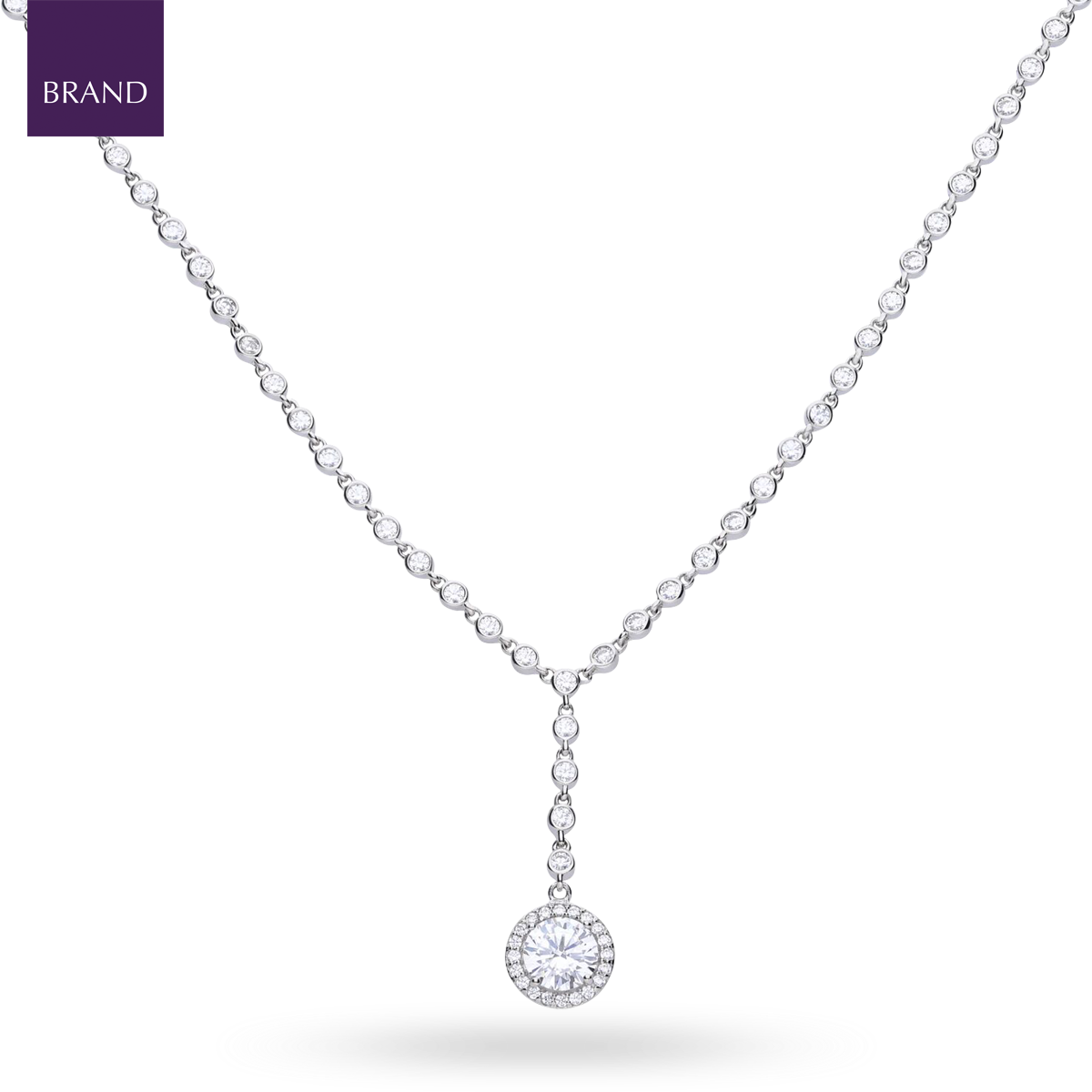 Sterling Silver Y Collier Cluster Drop Necklace