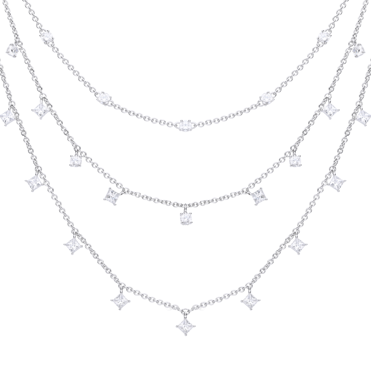 Triple Row Cubic Zirconia Necklace