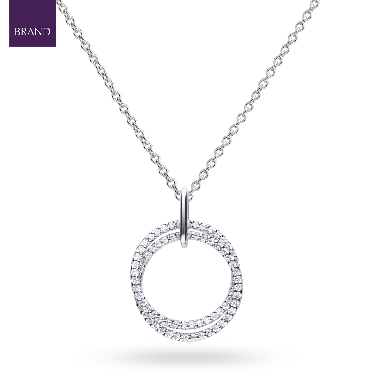 Sterling Silver Intertwined Circles Cubic Zirconia Set Pendant & Chain