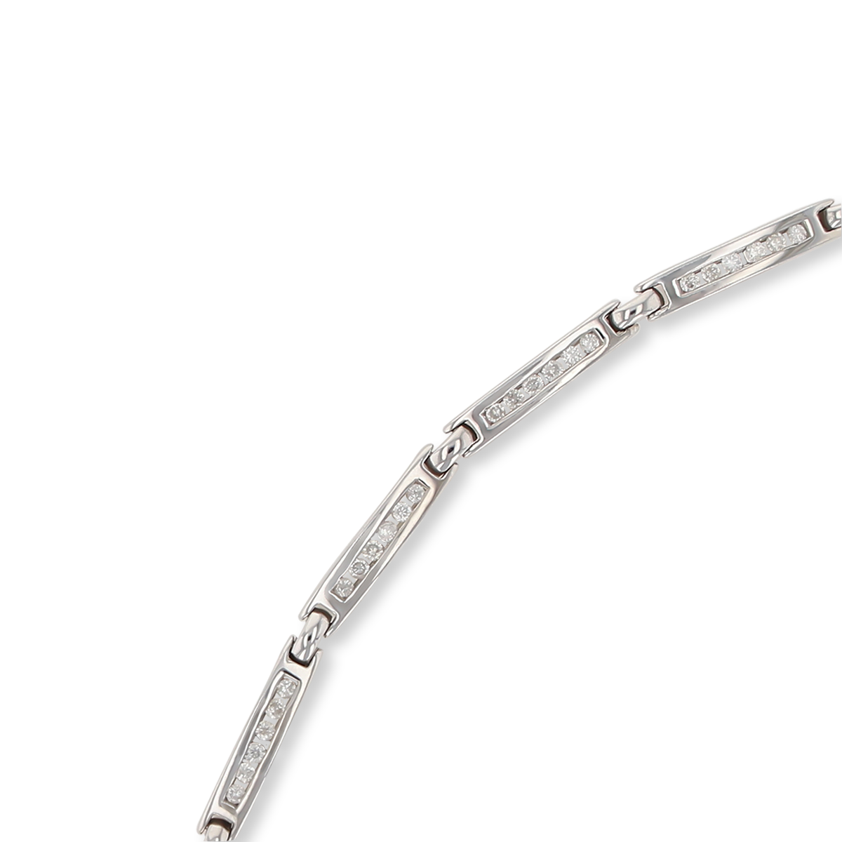9ct White Gold 7" Diamond 1.00cts Channel Set Bar Link Bracelet