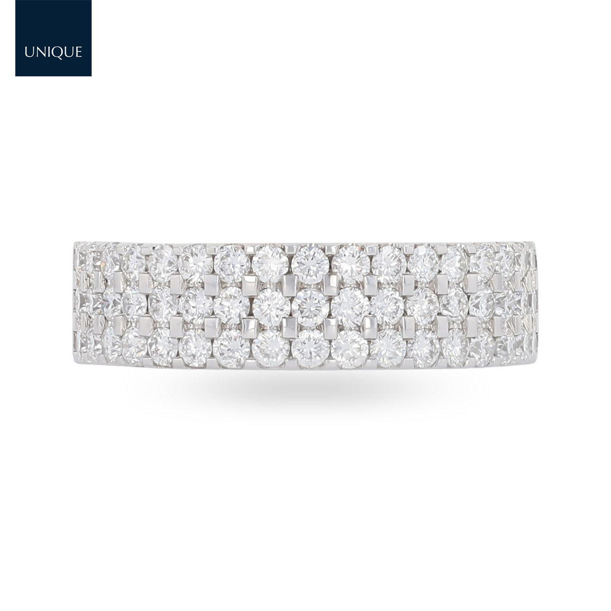 18ct White Gold Three Row Certified 1.05cts Diamond Band