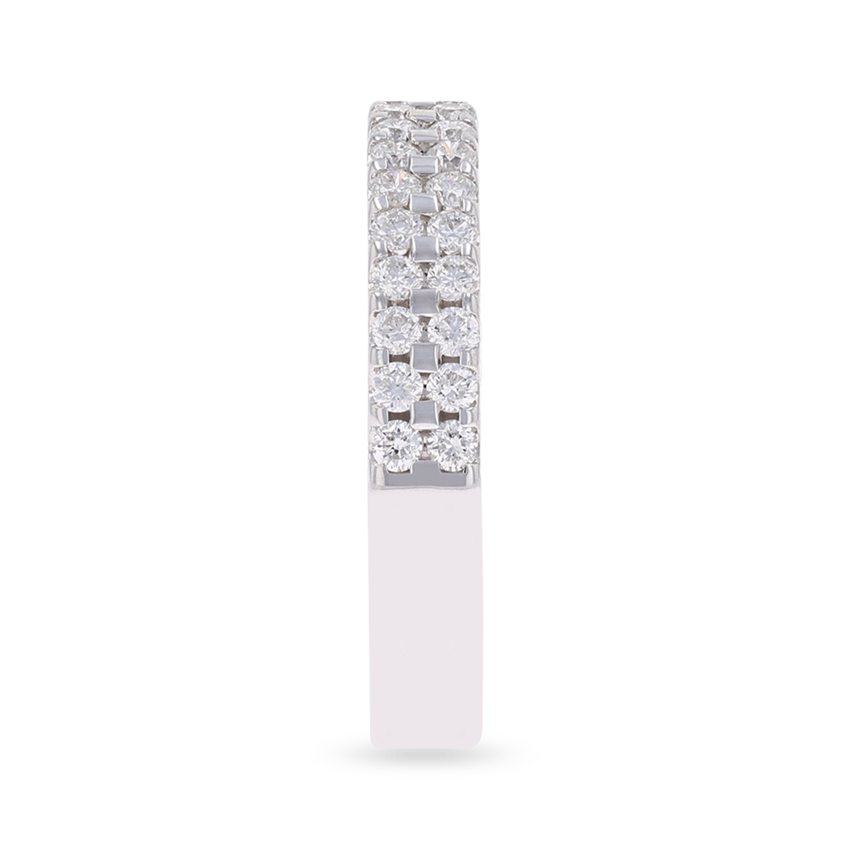 18ct White Gold Two Row Certified 0.75cts Diamond Band