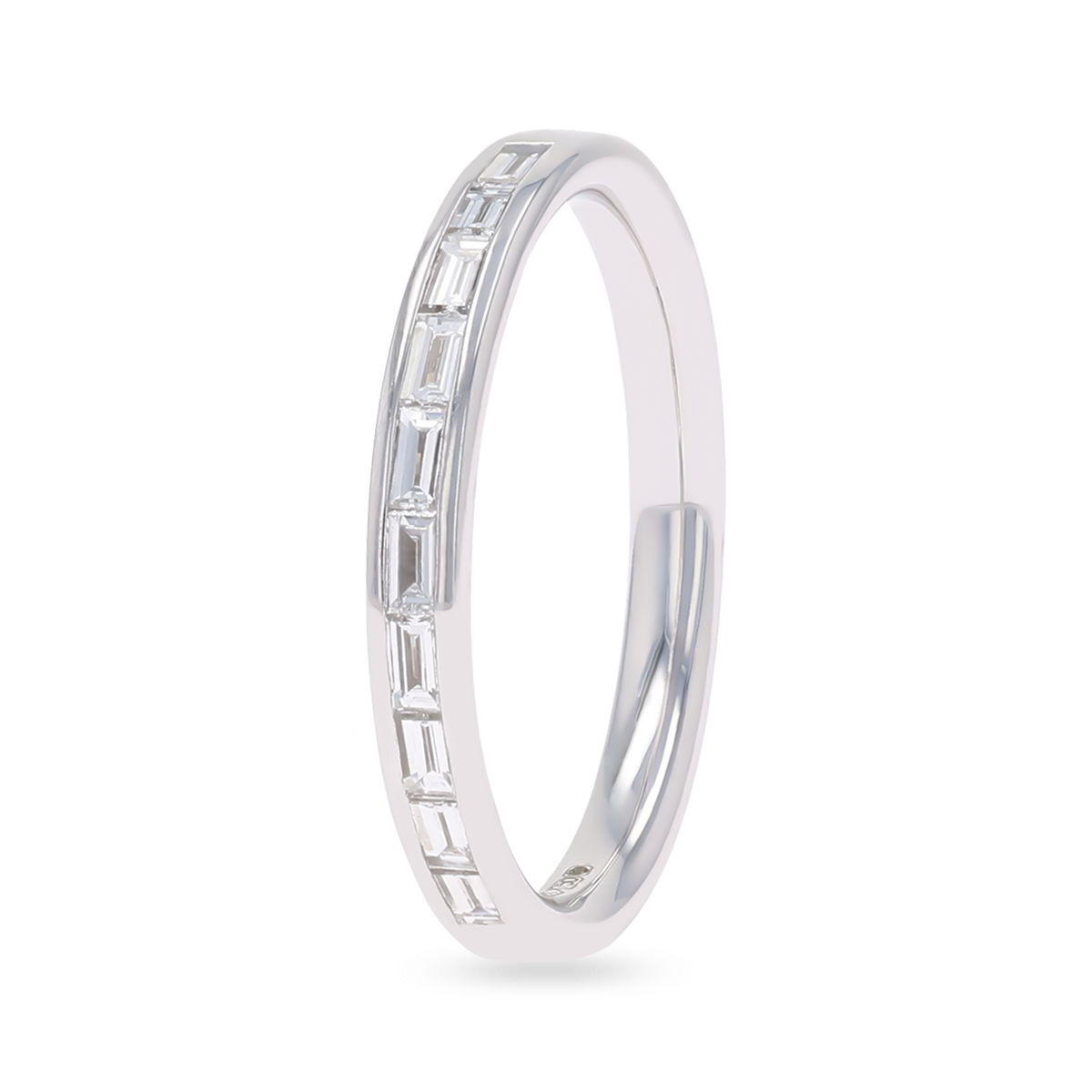 18ct White Gold Baguette Cut Certified 0.30cts Diamond Channel Set Band