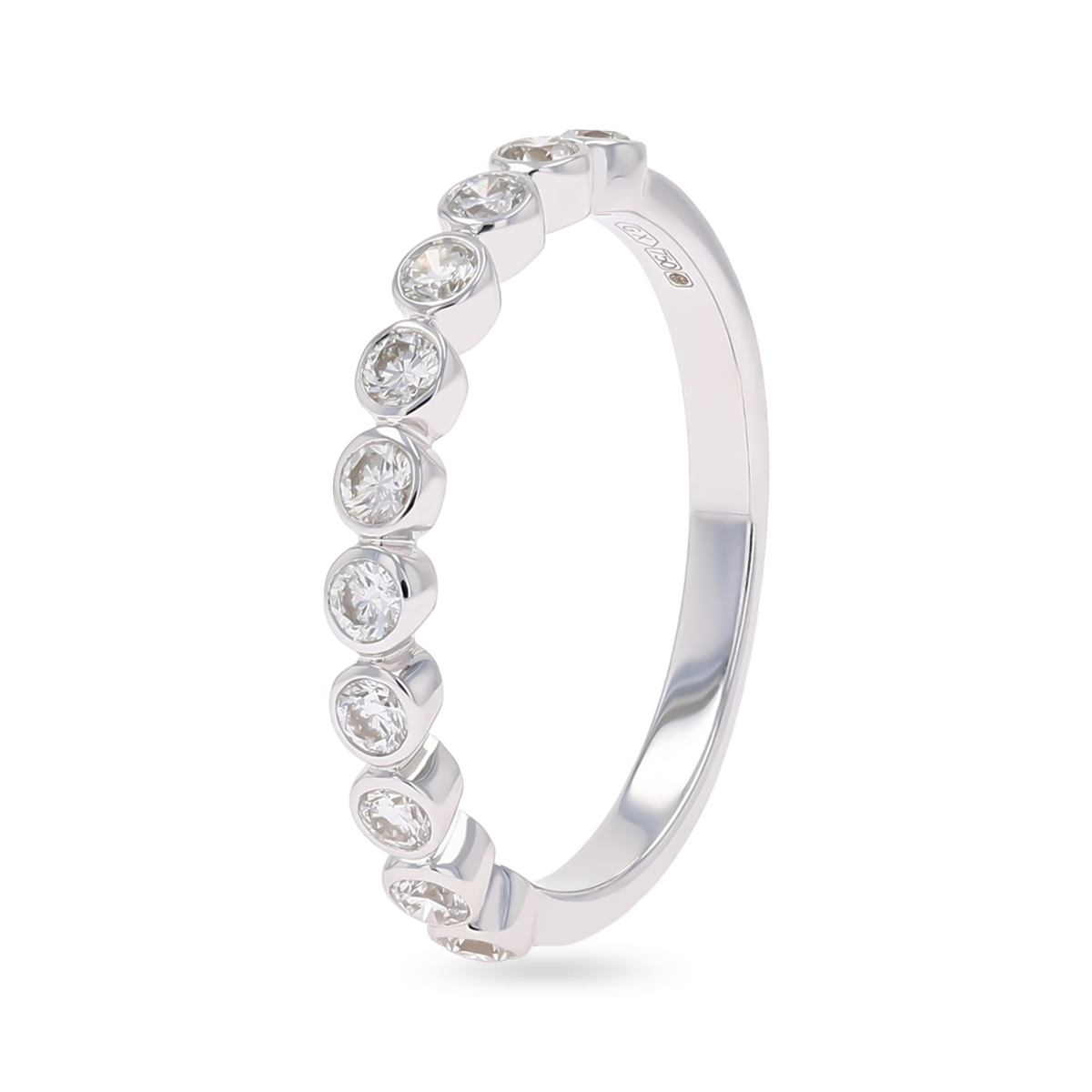 18ct White Gold Certified 0.50cts Diamond Bezel Set Eternity Ring