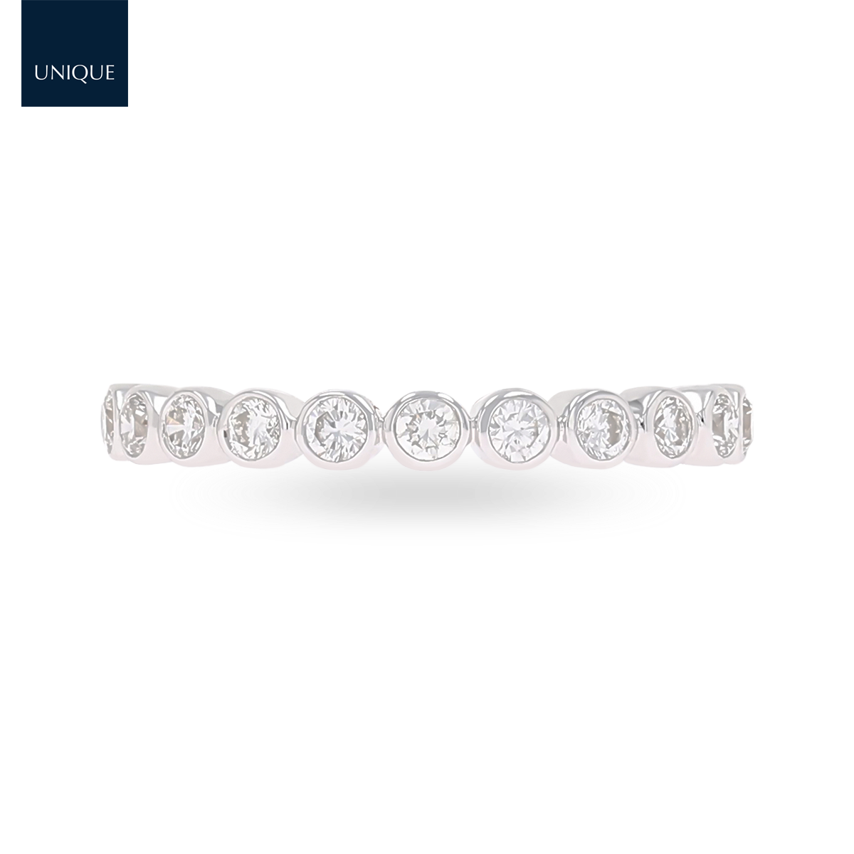 18ct White Gold Certified 0.50cts Diamond Bezel Set Eternity Ring