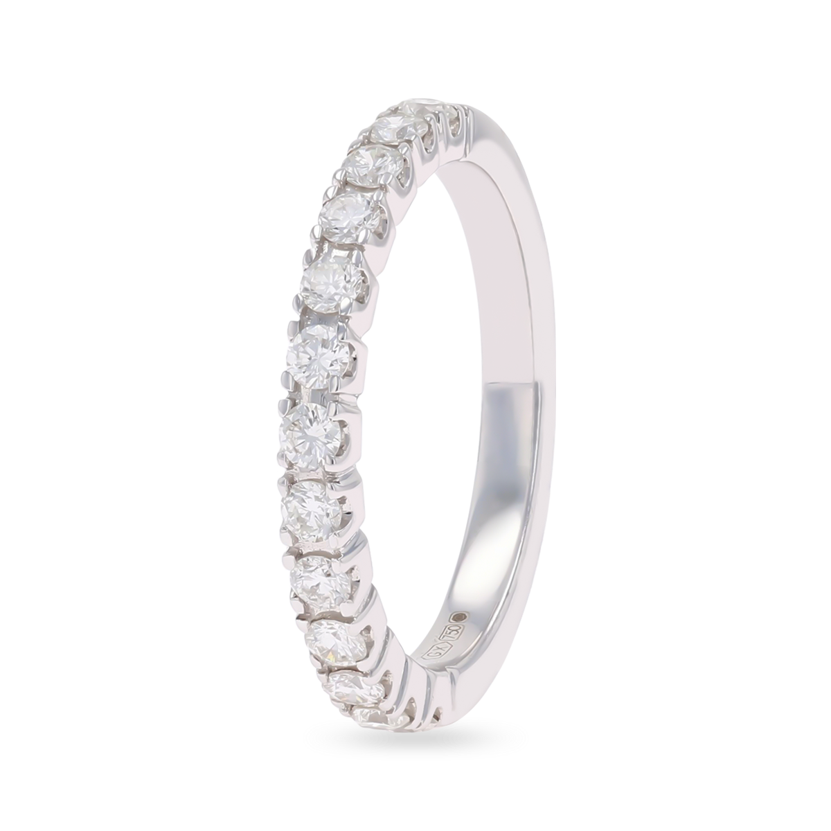 18ct White Gold Round Brilliant Cut Certified 0.50cts Diamond Set Band