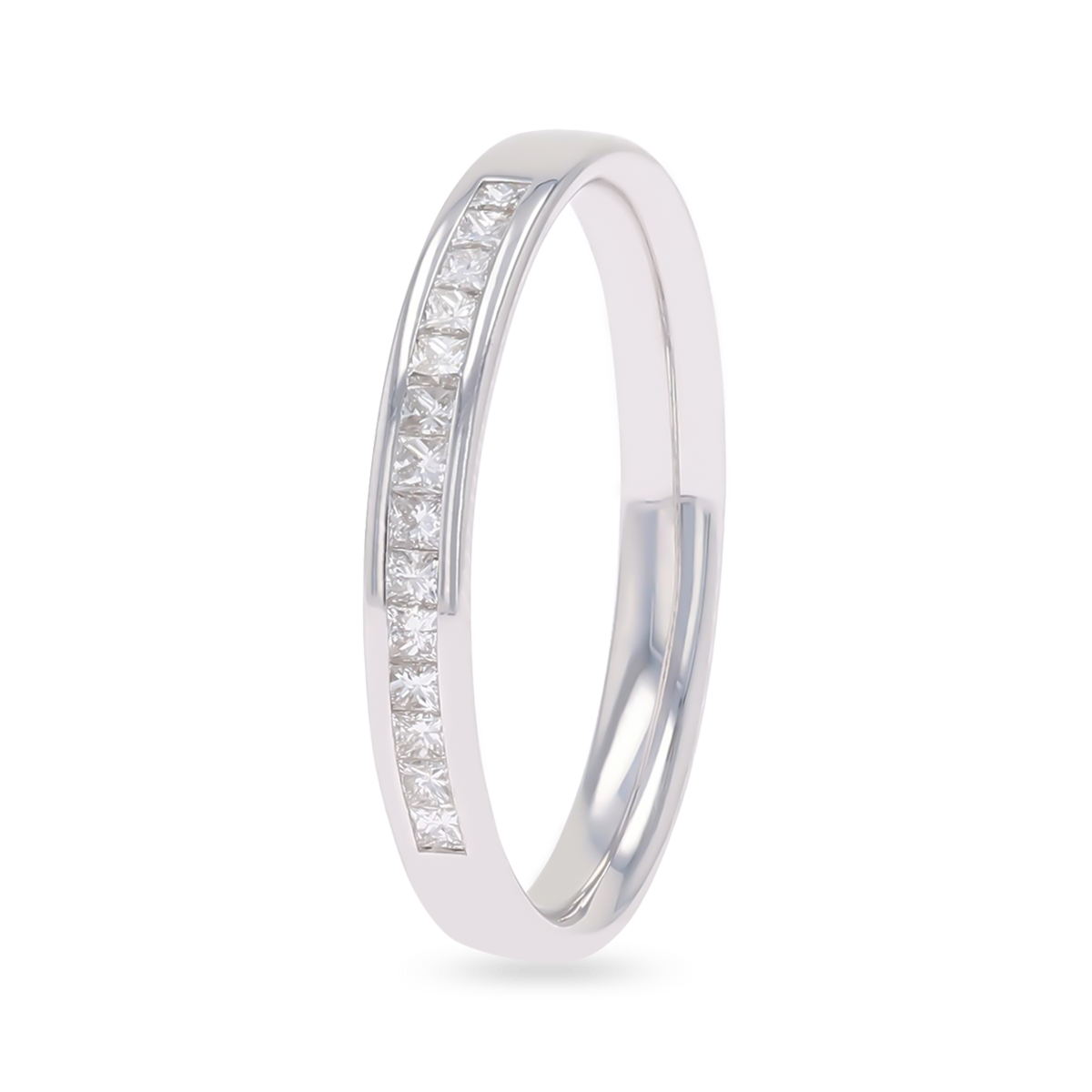18ct White Gold Princess Cut Certified 0.20cts Diamond Channel Set Band