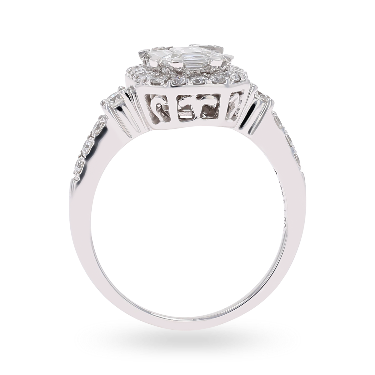 18ct White Gold Octagonal Shaped 1.00ct Diamond Cluster Ring