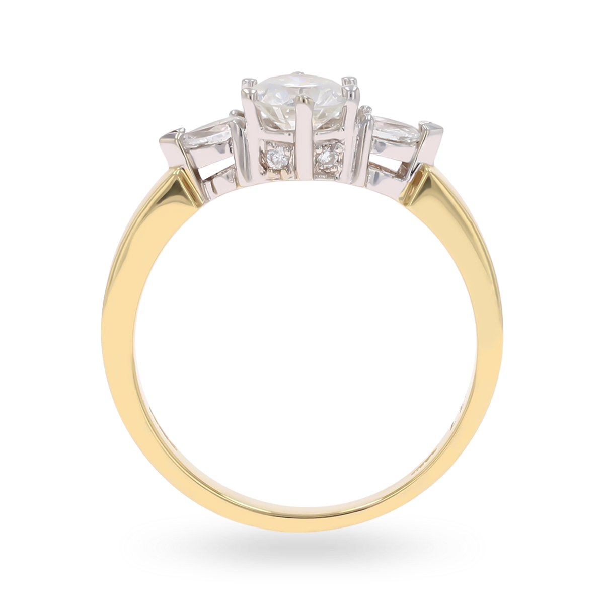 18ct Yellow Gold Round Brilliant & Pear Cut 0.77ct Diamond Trilogy Ring