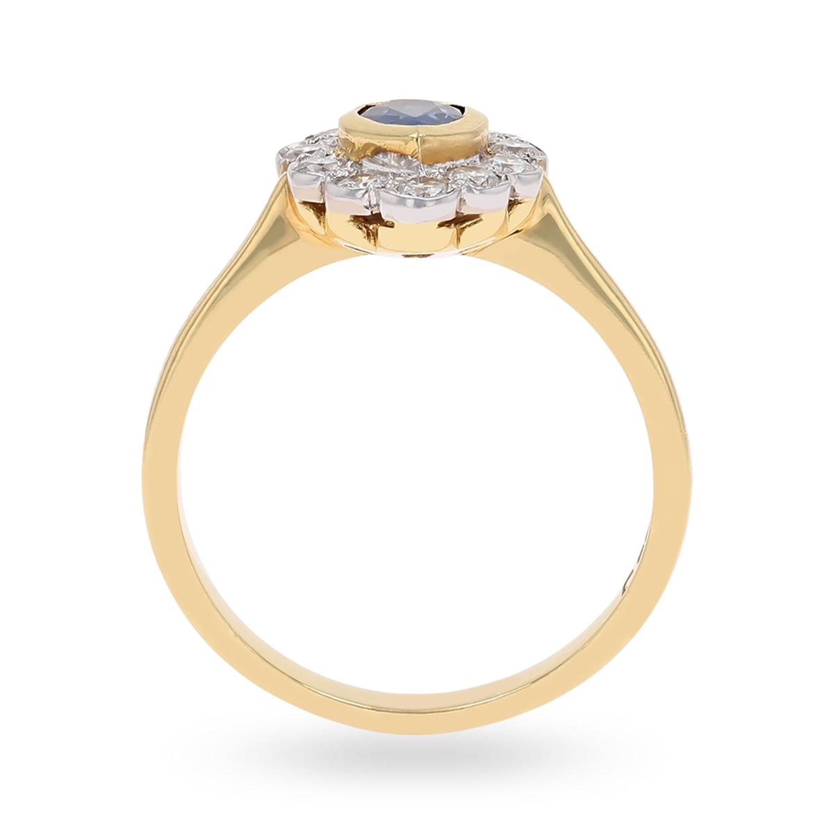 18ct Yellow Gold Pear Shaped Sapphire & Diamond Cluster Ring