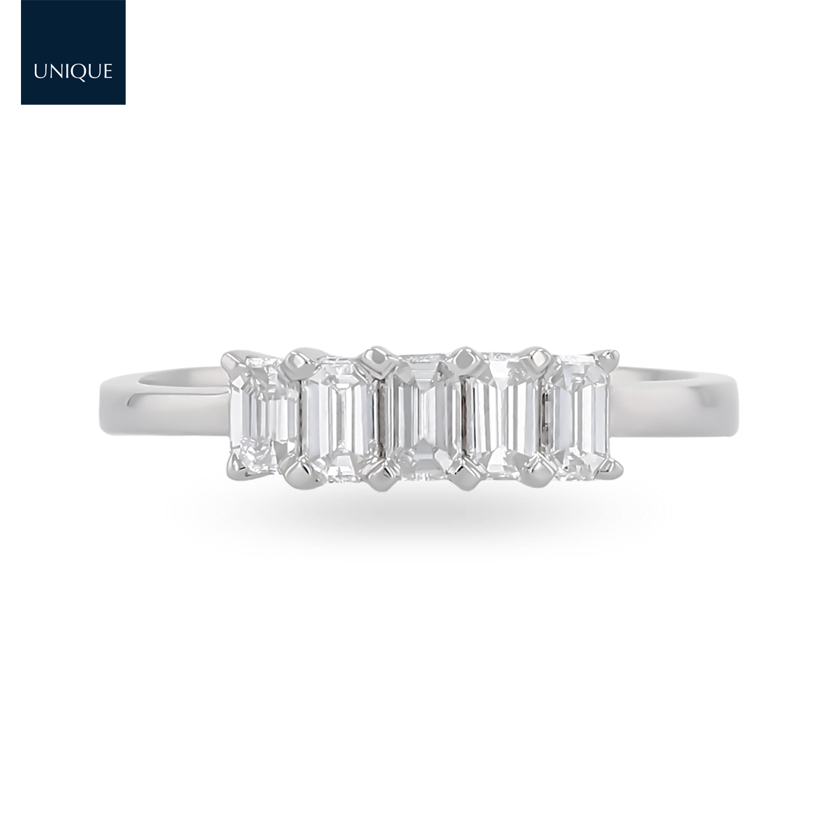 18ct White Gold 0.67cts Emerald Cut Diamond Eternity Ring