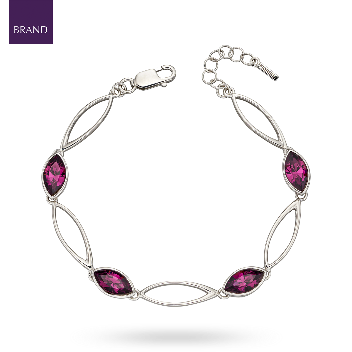 Sterling Silver Purple Crystal Navette Twist Bracelet