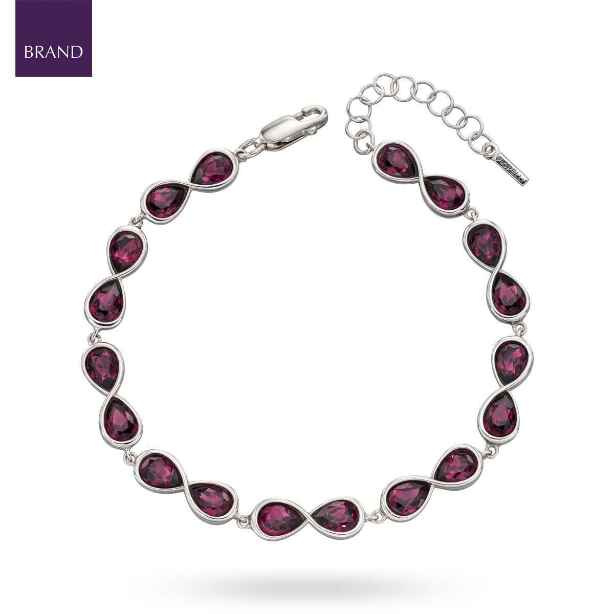 Sterling Silver Infinity Purple Crystal Bracelet