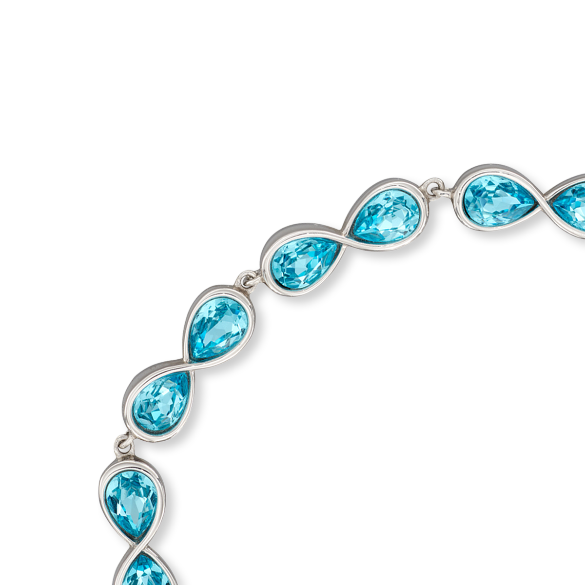 Sterling Silver Infinity Aqua Bohemia Crystal Bracelet
