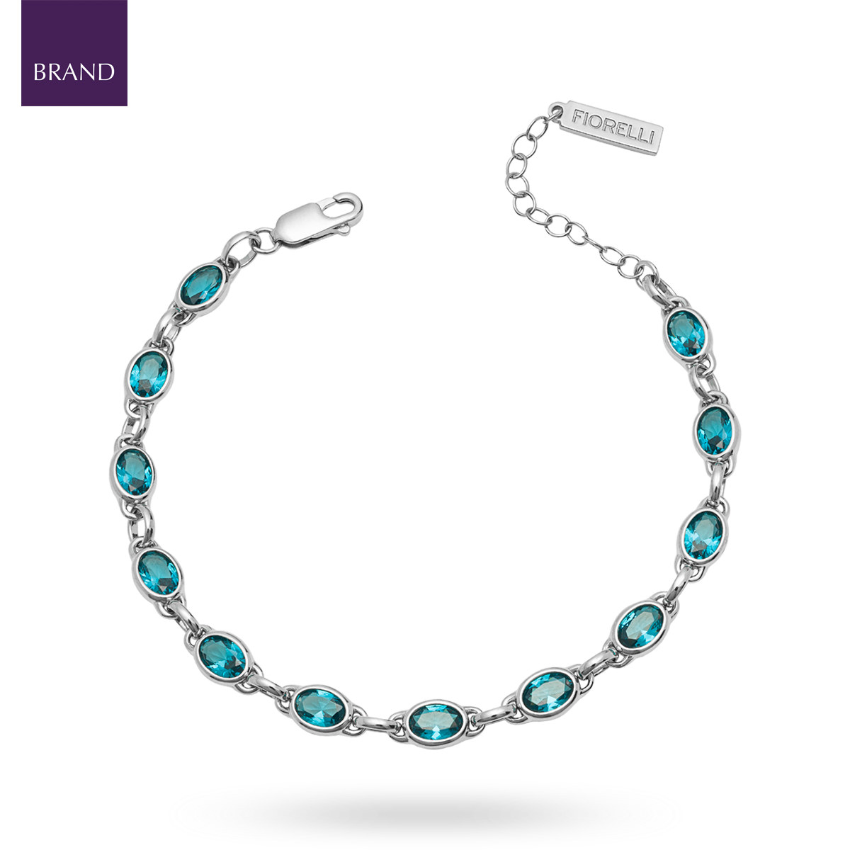 Sterling Silver Aqua Nano Crystal Drop Bracelet